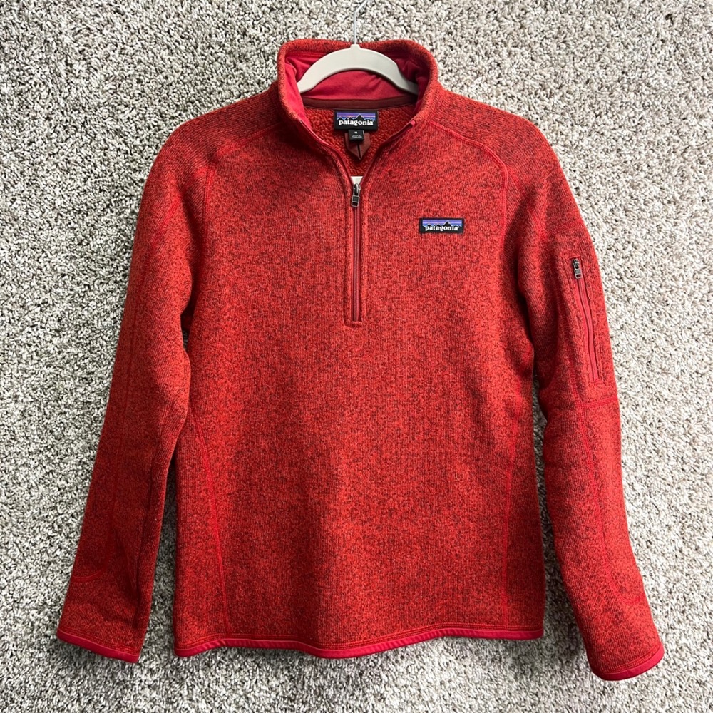 Patagonia Sweatshirt Women's Medium Red Better‎ Sweater 1/4 Zip Pullover